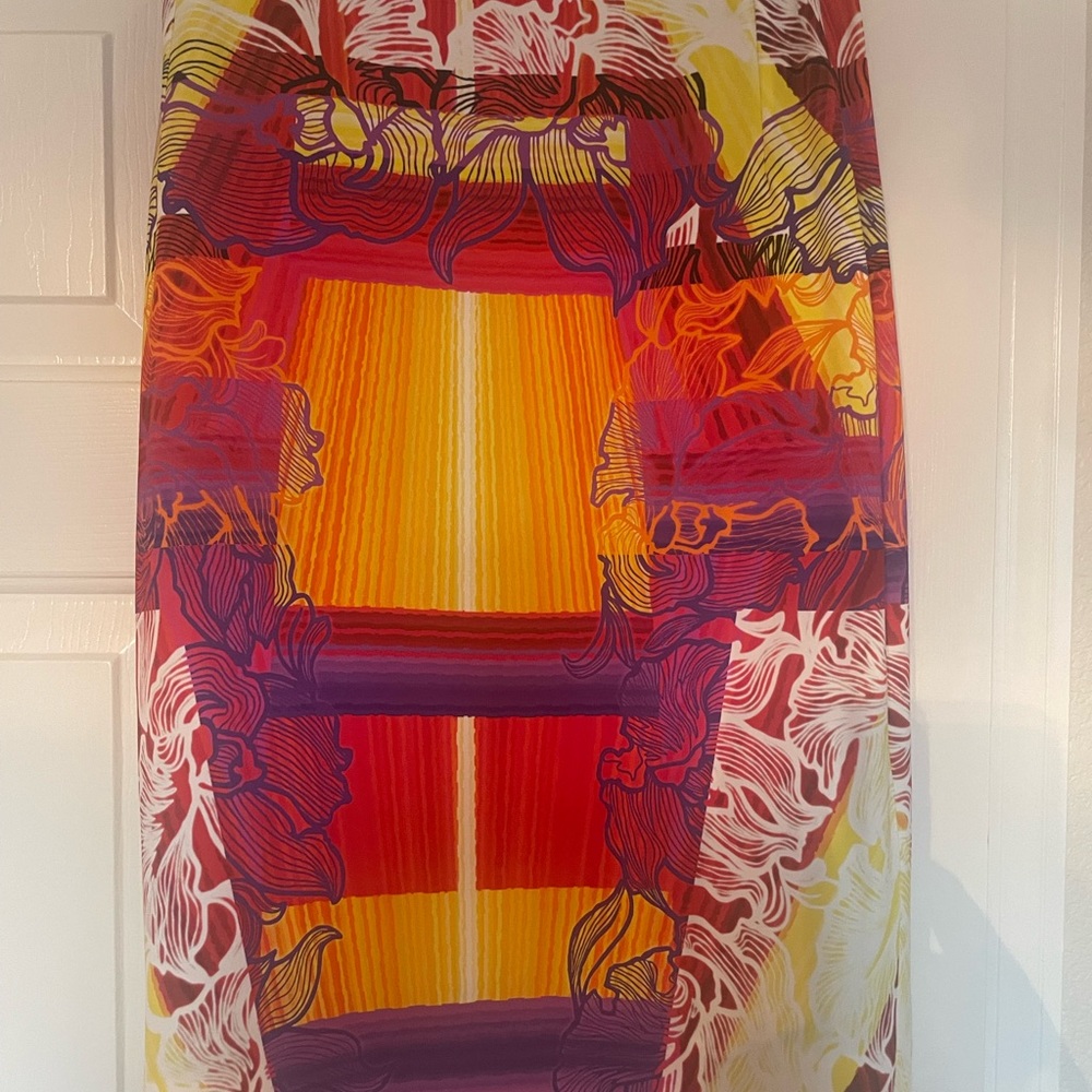 Peter Pilotto Abstract Multicolor Statement Pencil Skirt High Waist UK8 US4 - Picture 7 of 8